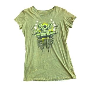 💚 WWE DX Army Green Graphic Babydoll T-Shirt SZ XL Wrestling